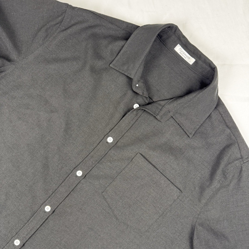 COOFANDY Men's Casual Collared Short Sleeve Button-Up Shirt Size Large Pocket